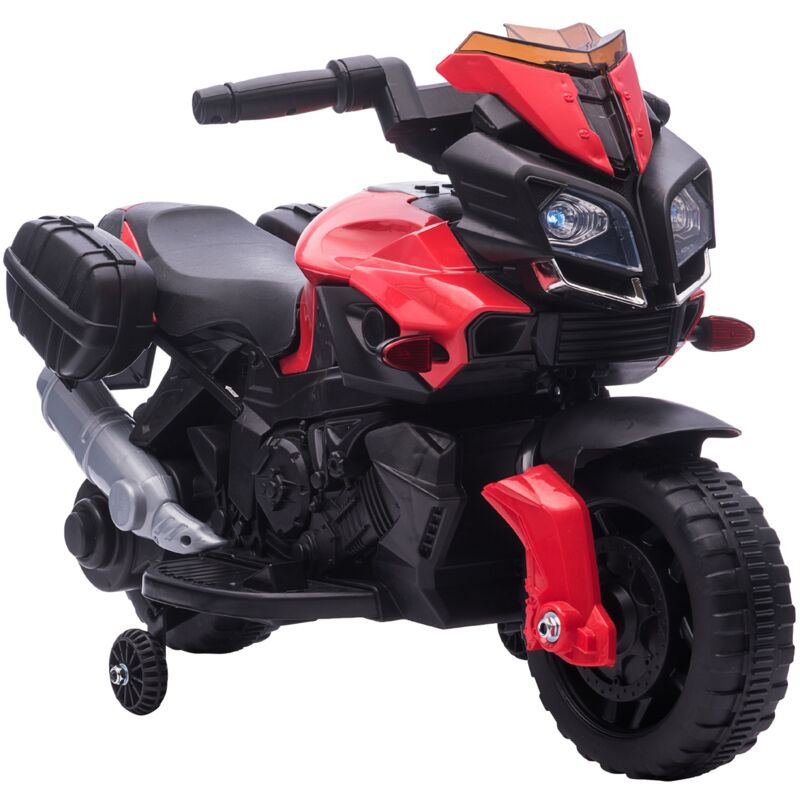 

Moto Eléctrica para Niños 18-48 Meses 6V con Faros Bocina 2 Ruedas de Equilibrio Velocidad Máx. de 3 km/h Avance y Retroceso 88,5x42,5x49 cm - Rojo