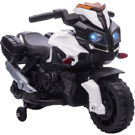 HOMCOM moto eléctrica para niños de 18-48 meses 6V con faros bocina 2 ruedas de equilibrio velocidad 3 km/h avance y retroceso 88,5x42,5x49 cm