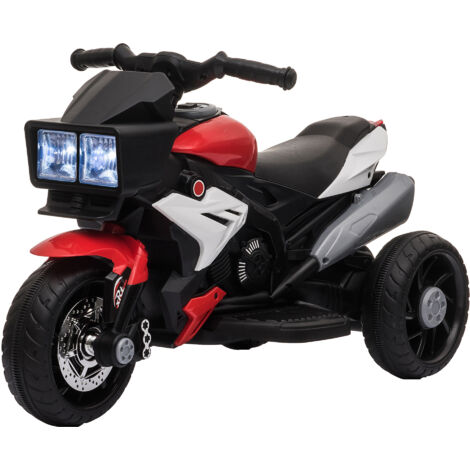 HOMCOM Moto Elettrica per Bambini 3-5 Anni Luci Suoni 3 Ruote da 25W Rosso