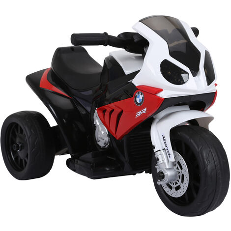 Homcom Moto Elettrica per Bambini BMW S1000RR Ufficiale, 3 Ruote con Luci e Suoni Realistici, Rosso