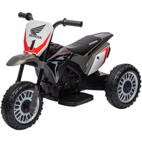 HOMCOM Moto Giocattolo Elettrica per Bambini 18-36 Mesi a 3 Ruote Grigia