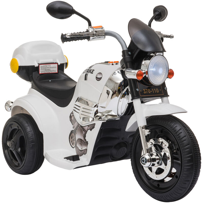 

Moto Triciclo Eléctrico para 18-36 Meses con Música y Bocina Faros 87x46x54 - Blanco