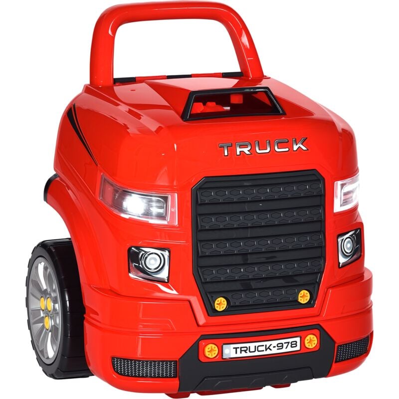 

Homcom - Motor de Tractor para Niños de +3 Años Conjunto Motor de Juguete con 61 Piezas Volante Bocina Faros Caja de Almacenaje y Ruedas Portátil