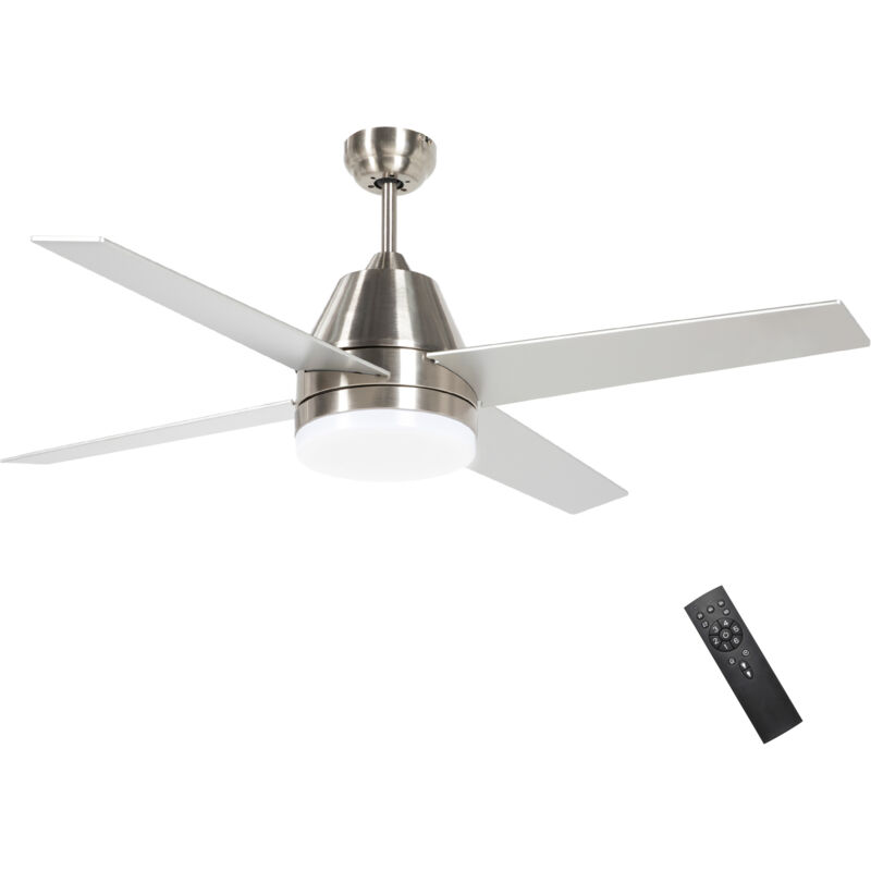 Homcom - Mounting Reversible Ceiling Fan With Light, Remote Silver