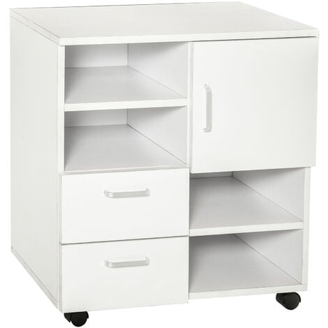 HOMCOM Mueble Auxiliar Multiusos para TV u Oficina con Ruedas 60x65x35 cm