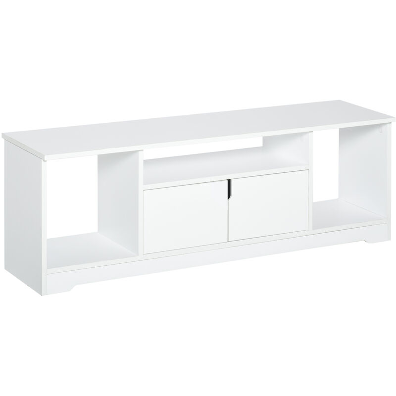 

Mueble de TV para Televisión de hasta 42 Pulgadas Mesa de Salón Moderna con Armario de Doble Puerta y 3 Compartimentos Abiertos 120x30x41 cm - Blanco