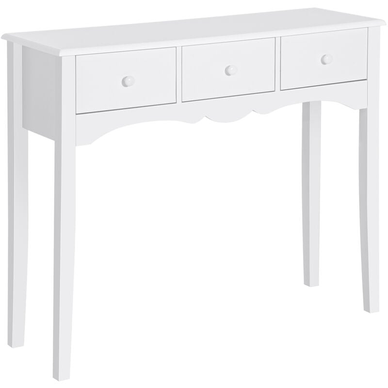 

Mueble Mesa Recibidor Entrada Tocador Consola con 3 Cajones 100x32x85cm Blanco - Blanco