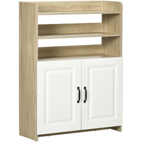 HOMCOM mueble zapatero con 2 puertas zapatero de madera con 5 estantes de almacenamiento capacidad para 12 pares de zapatos 80x29x107,6 cm natural