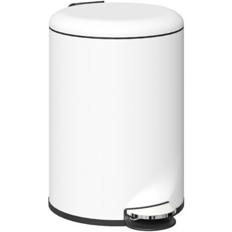 HOMCOM Mülleimer 20 L Treteimer mit Softclose-Deckel und Pedal, Abfalleimer inkl. Inneneimer Abfallsammler, für Wohnzimmer, Büro, Metall, Cremeweiß, 36 x 30 x 44,5 cm