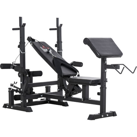 HOMCOM Multi-Exercise Full-Body Weight Bench with Bench Press & Leg Extension