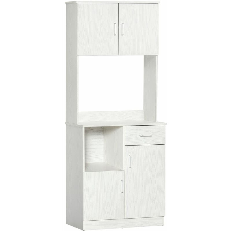 HOMCOM Multi-Storage Freestanding Kitchen Cabinet Pantry Unit Modern White
