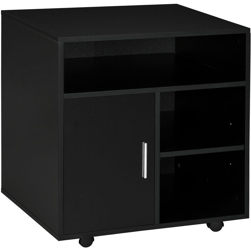 Homcom - Multi-Storage Printer Unit Office Organisation w/ 5 Compartments Black