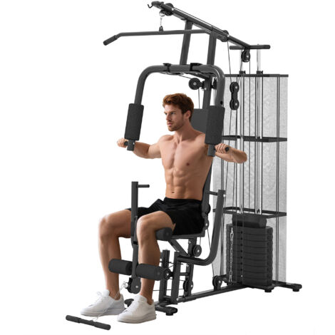HOMCOM Multifunction Home Gym Weight Training Station Machine Black