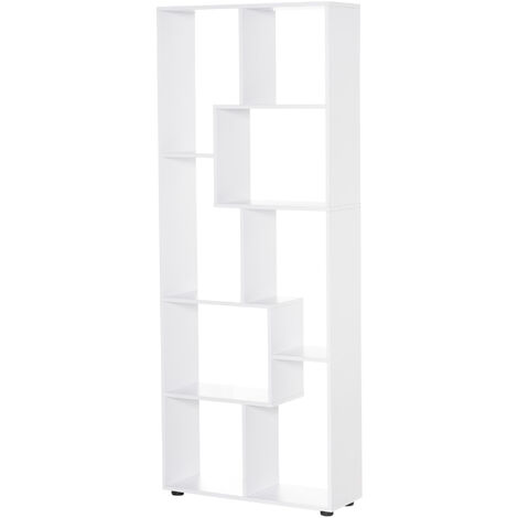 HOMCOM Multipurpose 8-Grid Bookshelf Decorative Shelf, Bathroom, Kitchen White