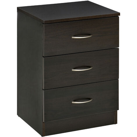 HOMCOM Nachttisch mit 3 Schublade, Schlafzimmer Nachtschrank, Nachtkommode, Spanplatte 40 x 35 x 58 cm - Kaffee-Braun