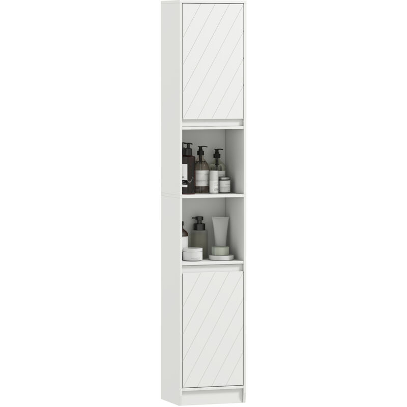 Homcom - Narrow Bathroom Storage Cabinet with Open Compartment, White