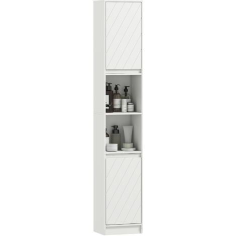 HOMCOM Narrow Bathroom Storage Cabinet with Open Compartment, White
