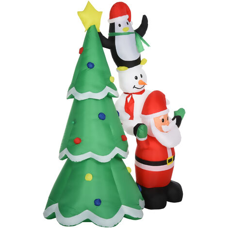 HOMCOM Natale Gonfiabile da 243cm Impermeabile con Luci LED e Babbo Natale
