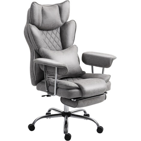 HOMCOM Office Chair, High Back Leathaire Desk Chair for Home, Grey