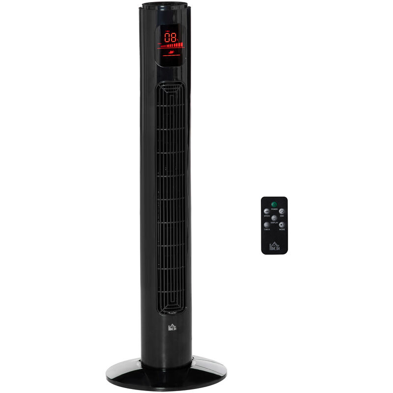 HOMCOM Oscillating Tower Fan 3 Speed Modes Cooling Machine w/ Remote Control - Black