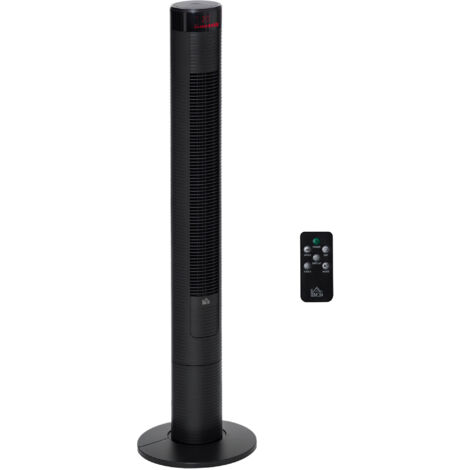 HOMCOM Oscillating Tower Fan Remote Control 3 Speed Modes Cooling Machine Black