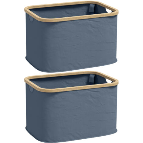 HOMCOM pack de 2 cestos para ropa sucia plegables cestos de la ropa sucia 36 L con asas para baño dormitorio lavadero 44,3x33,3x26,5 cm gris