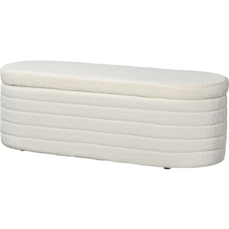 HOMCOM Panca Contenitore Fondo Letto in Tessuto Teddy 116x41x40.5cm Crema