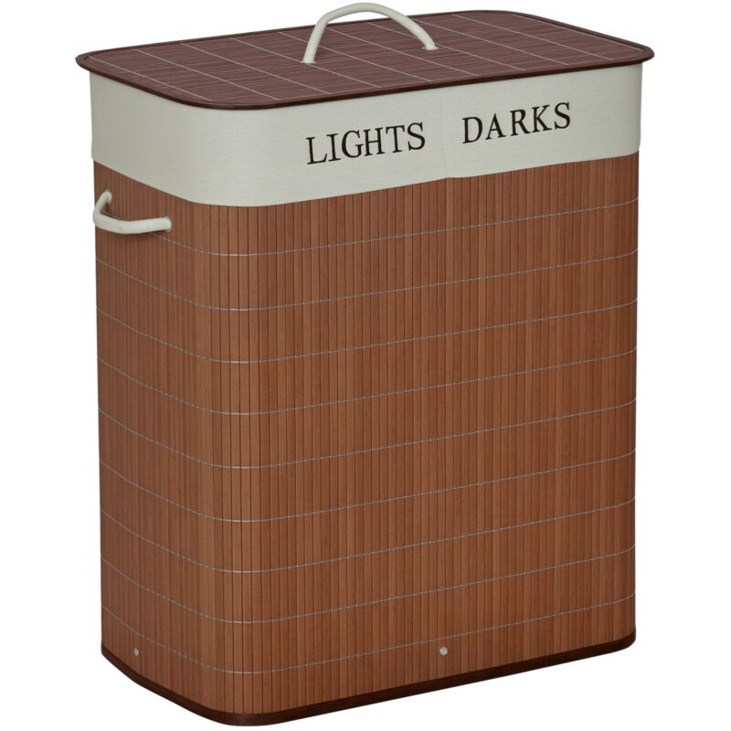 HOMCOM - Panier à linge - bambou naturel - 52x32x63cm - marron