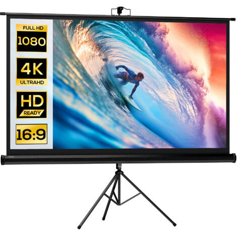 HOMCOM pantalla de proyector manual con soporte portátil 84 pulgadas formato 16:9 con altura ajustable para interior y exterior 186x105 cm