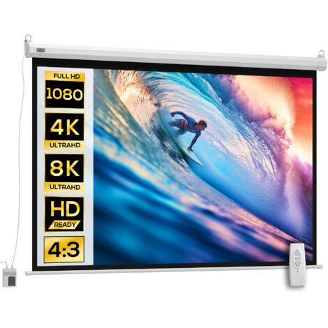 HOMCOM Pantalla del Proyector Eléctrica Portátil Universal 84" 4:3 con Control Remoto
