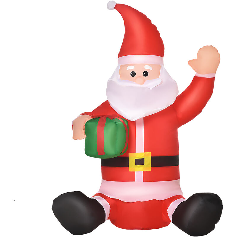 

HOMCOM Papá Noel Hinchable 1.2m Santa Claus Inflable Decoración Navidad Iluminación LED - Rojo