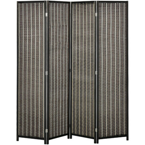 HOMCOM Paravent 4-teilig 180 x 180 cm Raumteiler Trennwand aus Bambus, Faltbar Sichtschutz Raumtrenner Stellwand für Wohnzimmer Braun