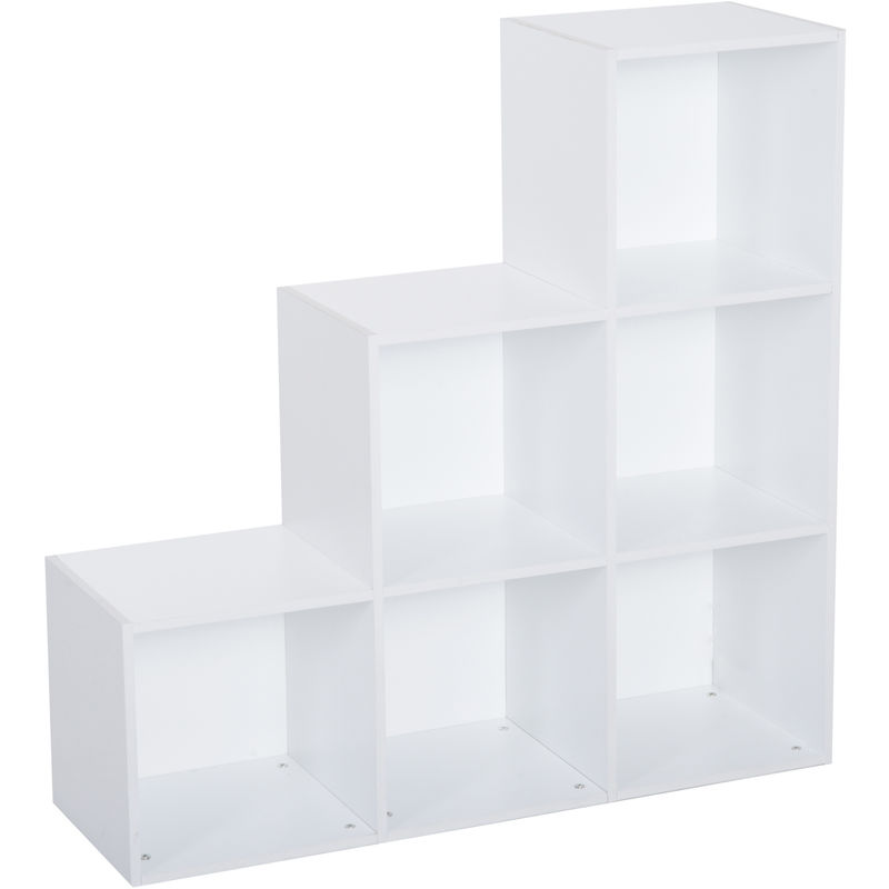 HOMCOM Particle Board Cabinet Storage Closet Organiser 6 Cube 3-Tier Shelving - White