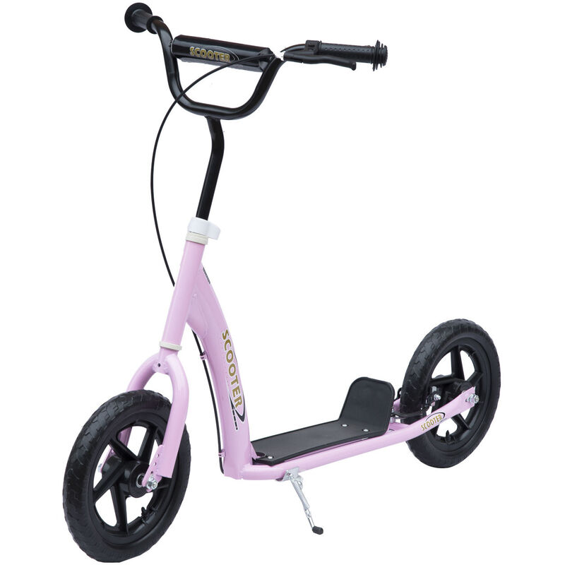 

Patinete Scooter 2 Ruedas 12 Pulgadas Manillar Ajustable Freno y Caballete Acero - Rosa