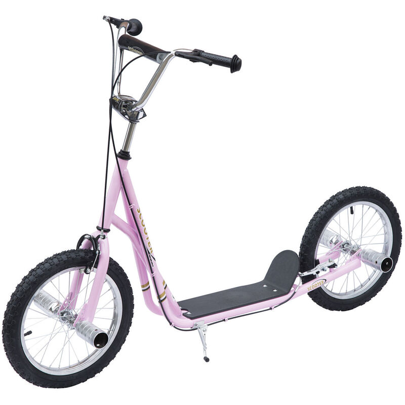 

Patinete Scooter 2 Ruedas 16 Pulgadas Manillar Ajustable 2 Frenos Caballete Rosa - Rosa