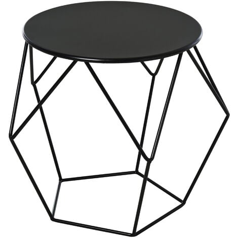 main image of "HOMCOM Pentagon Frame Coffee Table Minimalistic Style Steel Frame Black"