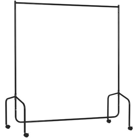 HOMCOM Perchero 180x60x150cm Hierro Negro 4 ruedas Negro
