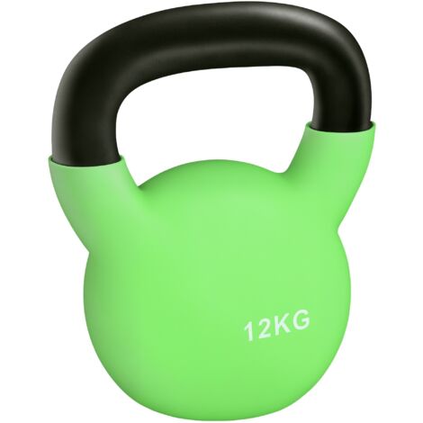 HOMCOM pesa rusa de 12 kg de hierro fundido kettlebell con revestimiento de neopreno mancuernas de bola para entrenamiento de fuerza 20x13x23 cm