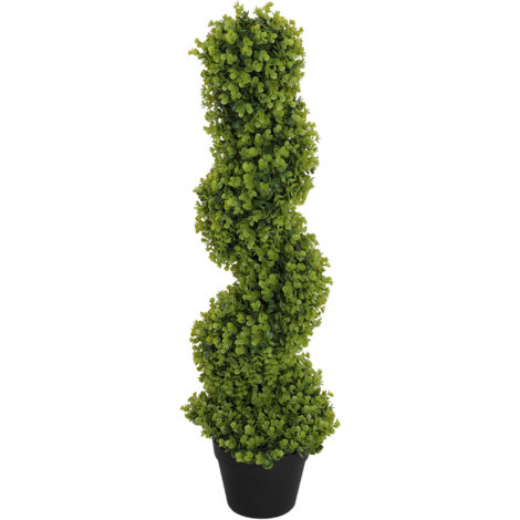 HOMCOM Pianta Artificiale di Eucalipto a Spirale con Vaso Incluso Alta 90 cm