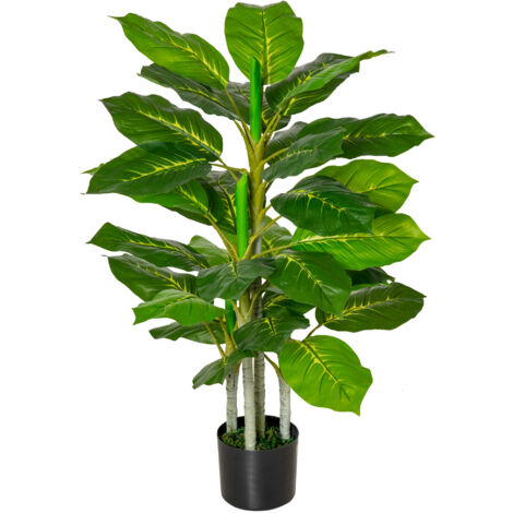 HOMCOM Pianta Verde da 33 Foglie per Interni ed Esterni con Vaso