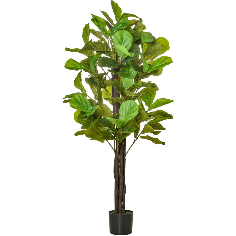 

Homcom - Planta Artificial Higuera en Maceta Altura 155 cm con 114 Hojas Árbol Falso Interior para Decoración Hogar Salón Dormitorio - Verde