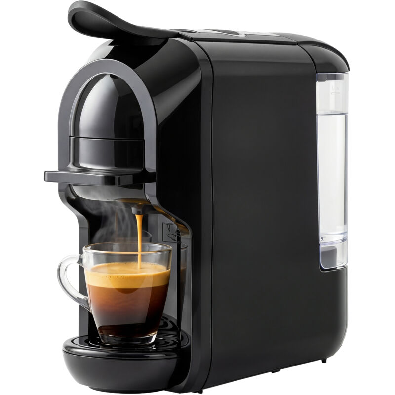 HOMCOM Pod Coffee Machine for Nespresso and Dolce Gusto Capsule, 19 Bar, Black