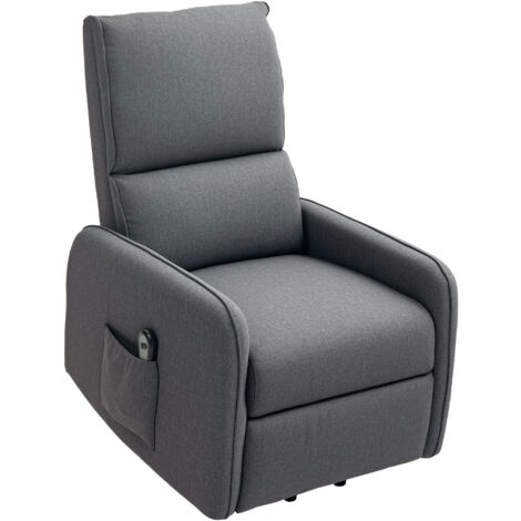 HOMCOM Poltrona Alzapersona Elettrica Reclinabile con Telecomando Grigio Carbone