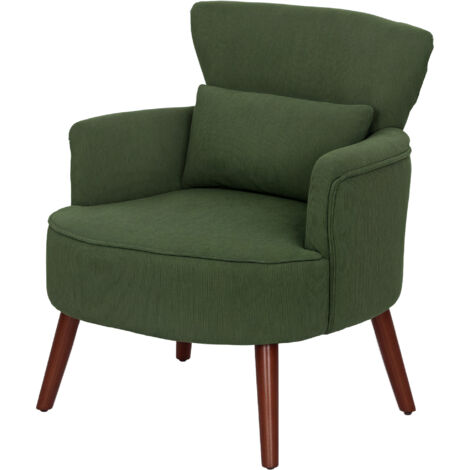 HOMCOM Poltrona in Velluto Imbottita con Cuscino Lombare e Schienale Verde