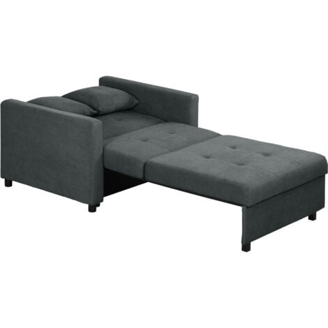 HOMCOM Poltrona Letto con 2 Cuscini e Spazio a Scomparsa Marrone Grigio