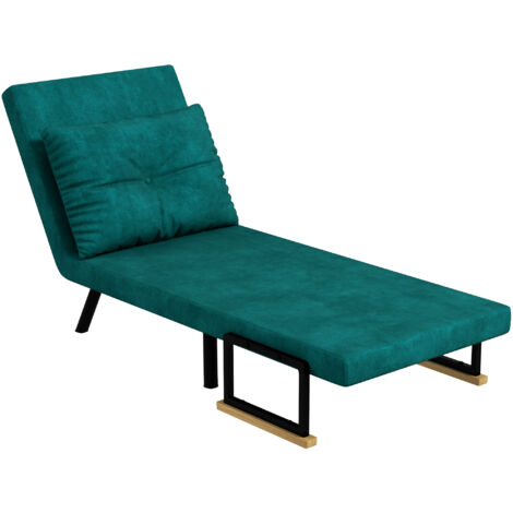 HOMCOM Poltrona Letto Imbottita con Schienale Reclinabile in 5 Posizioni Verde