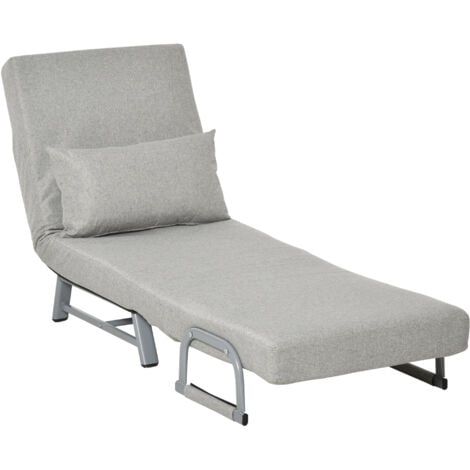 HOMCOM Poltrona Letto Schienale Reclinabile a 5 Livelli e Cuscino 73x74x81cm