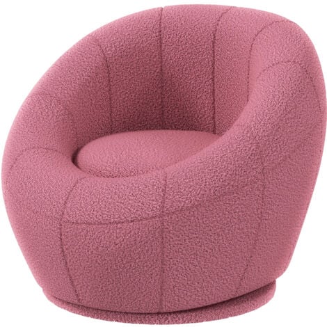 HOMCOM Poltrona Piccola Moderna Rotonda in Peluche con Imbottitura Rosa