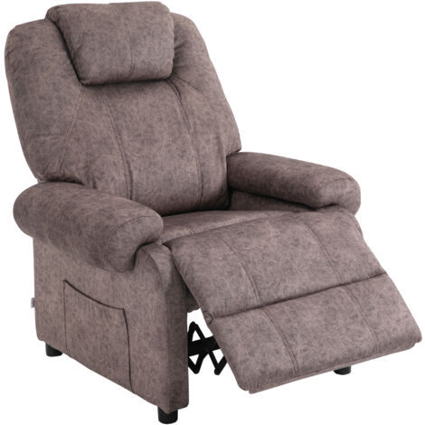 HOMCOM Poltrona Reclinabile 135° in Tessuto con Imbottitura Extra Marrone
