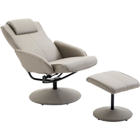 HOMCOM Poltrona Reclinabile Relax con Poggiapiedi in Finta Pelle Grigio